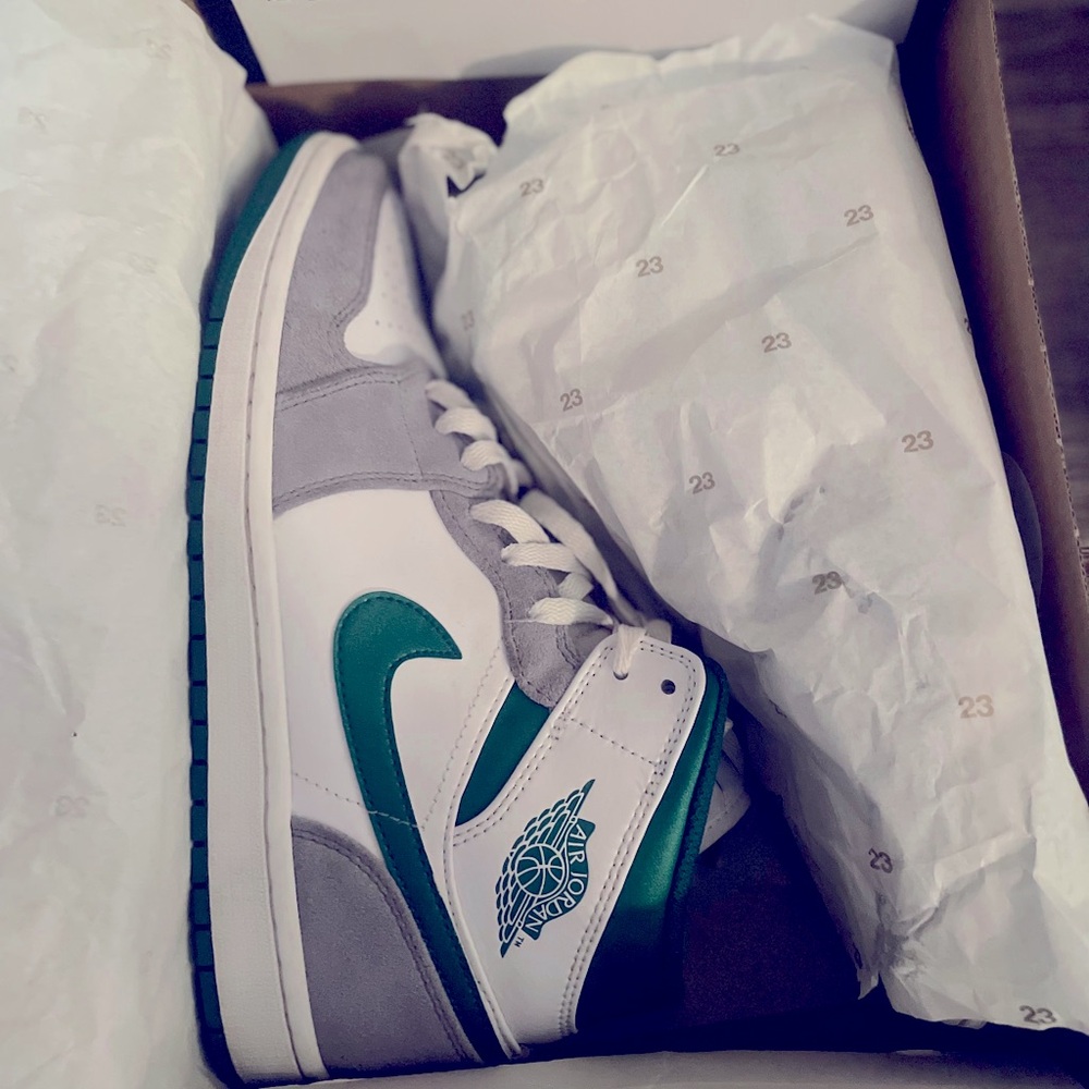 Nike Air Jordan 1 Mid White Gray Teal Men’s Sneakers